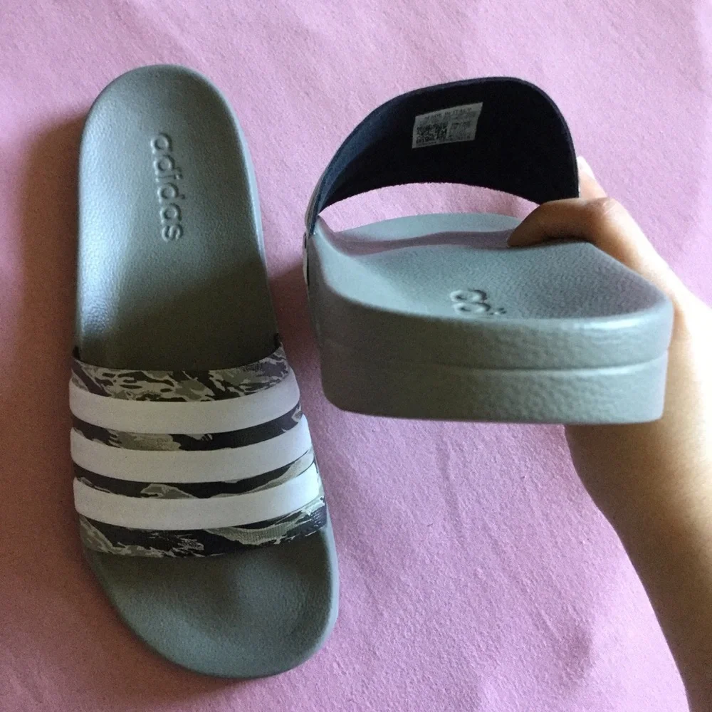 Adidas Adilette Cloudfoam camo shower slides NWOT
